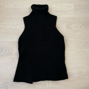 Emporio Armani Sleeveless Black Wool Turtleneck Sweater